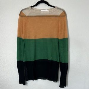 A.L.C. Color Block Striped Sweater Semi Sheer M